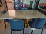Marble top and wooden at bottom with 6 seater Good condition