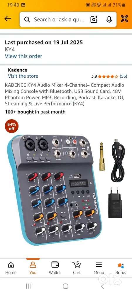 KADENCE KY 4 AUDIO AND DJ MIXER WITH USB &BT
