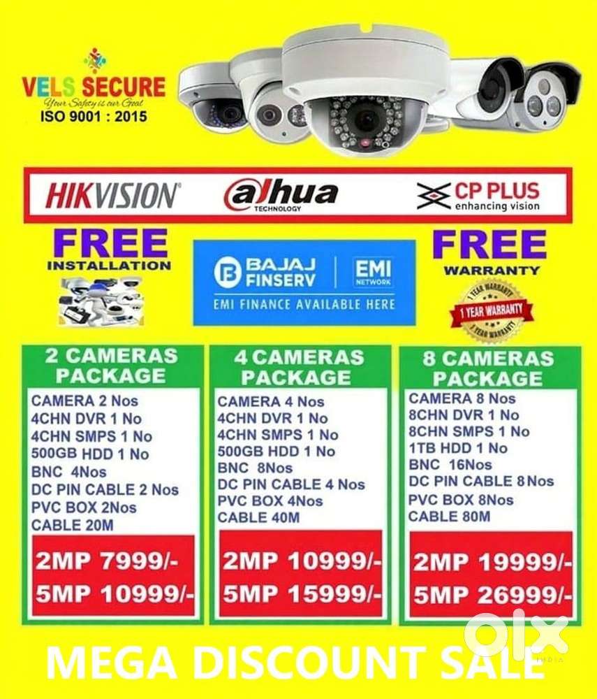 OFFER OF          2MP  DAHUA or CP PLUS or HIKVISION  CCTV CAMERA   DA