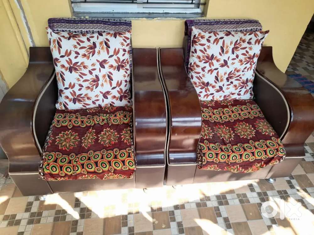 Wooden sofa with two chair