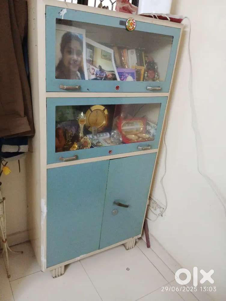Fridge, Wooden Double Bed, Steel Almirahs and TV Trolley