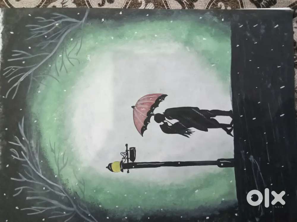 Romantic couples in rain