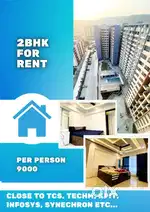 2bhk PG Flats twin share for Working Male Bachelors Near TCS, TechM