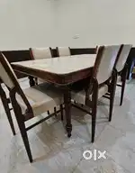 DINING TABLE 6 SEATER TEAK SAGWAN IMPORTED FURNITURE LEATHER SEATS