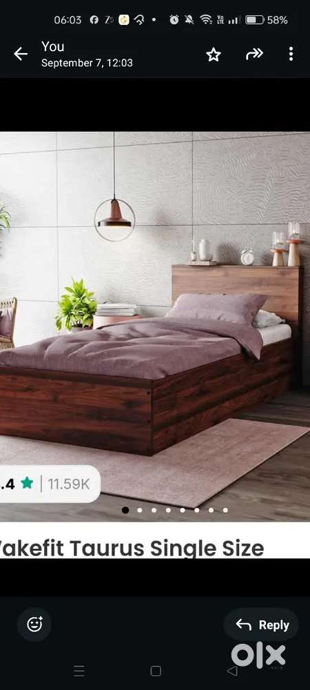 Single diwan bed with back and box storage for sale