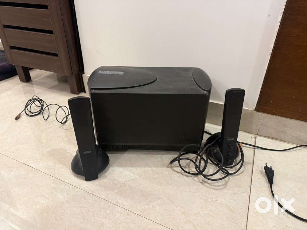 Altec lansing 2.0 music system speaker with down firing base box