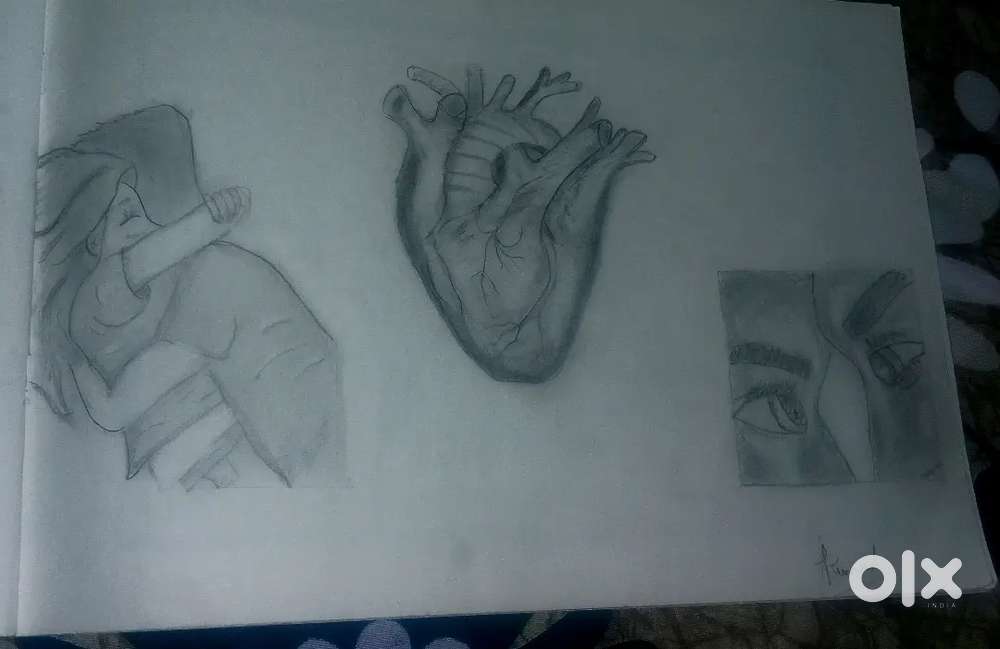 Hand-Drawn Emotional Sketch  Love, Heart & Eyes  Pencil Art by kunal