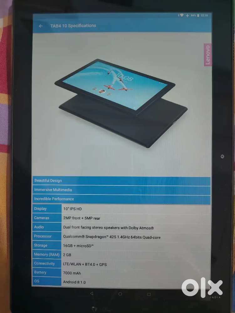 Lenovo Tab 4 10 – 10 HD, 7000mAh, Scratch-Free – Excellent Condition