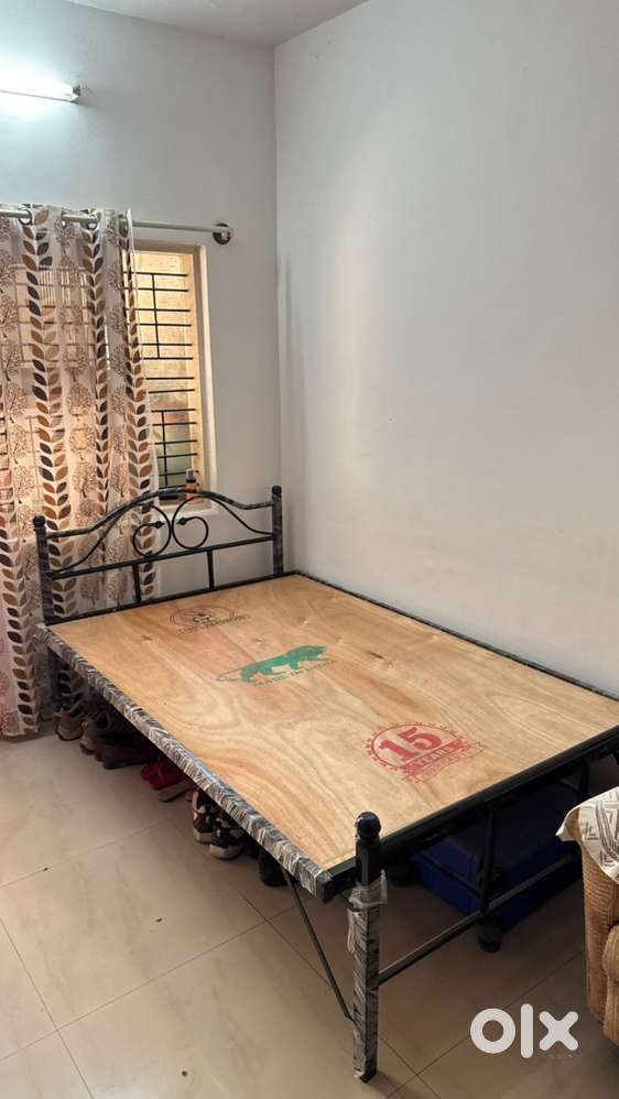 Single Cot – Like New  Strong Iron Frame + 15-yr Ply