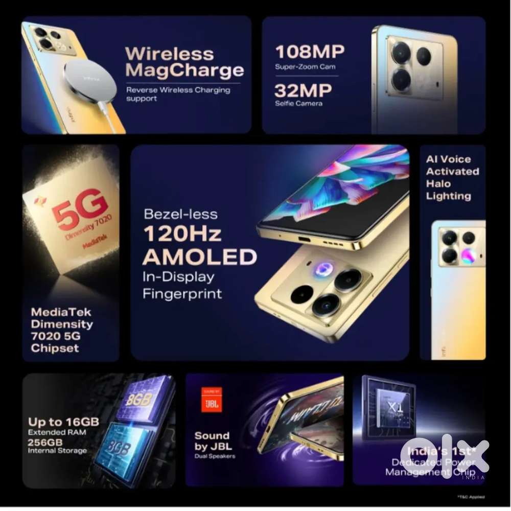 INFINIX NOTE 40 5G 8/256 GB RAm WIRELES Charging support pad available