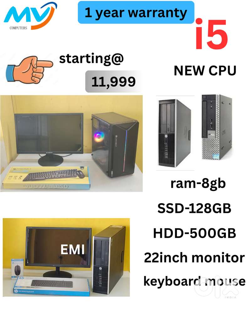 Hard disk 500GB  SSD -128GB  Power Cable  All Basic Software Loaded
