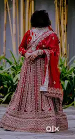 Deep Red colour Bridel Luxury Lehenga for sale