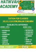 TUITION FOR CLASSES 10,11,12 ( ICGSE/CBSE /STATE) BCOM,BBA,MCOM,MBA