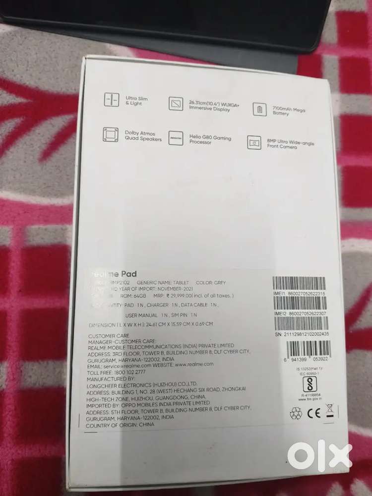 Realme Tab model RM2102 4GB 64GB SIM TABLET