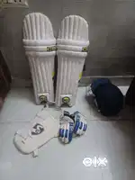 Cricket leg guards,sg thigh pad,ss hand gloves and helmet