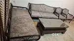 8 Seater Sofa in heavy Iron frame and Glass Top Centre Table