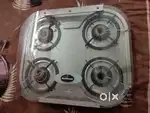 Sunflame 4 Burner Stainless Steel with Glass Lid