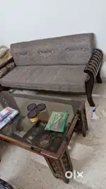 3 plus 2 sofa seater plus glass centre table