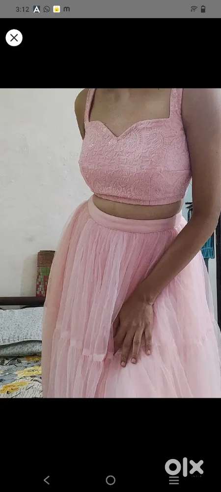 Blush Pink chikenkari blouse lehenga