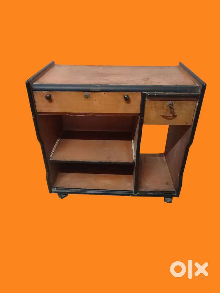 Desktop Computer Table Desk Trolley, Rotating Wheels, Marine Ply,