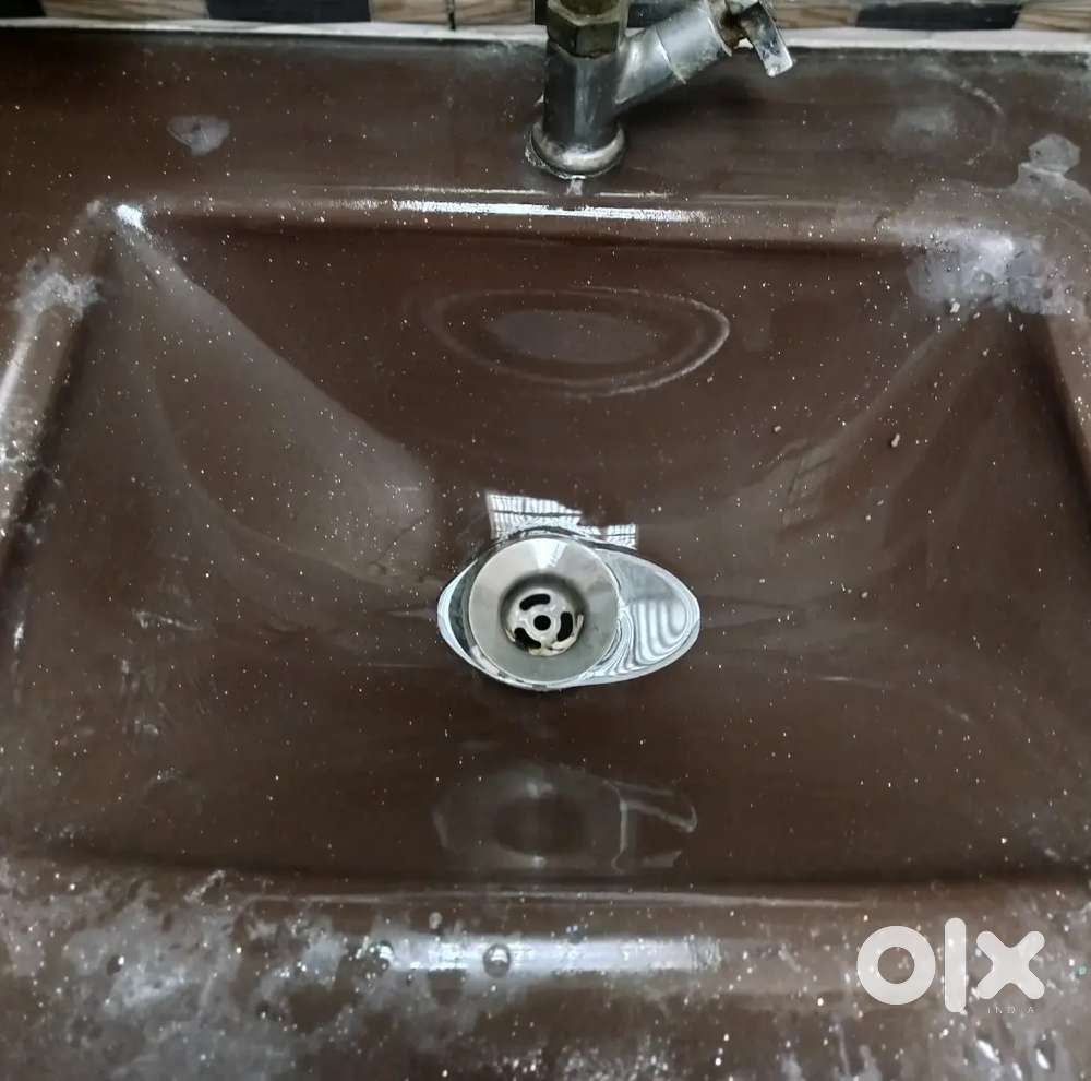 Washbasin brown colour glitter glass