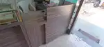 Mobile showroom glass wooden table