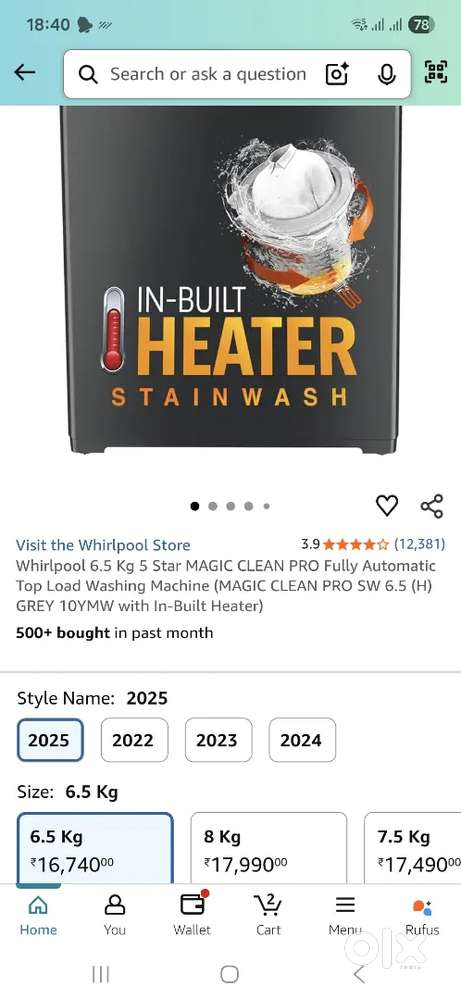 Whirl pool white magic washing meachine