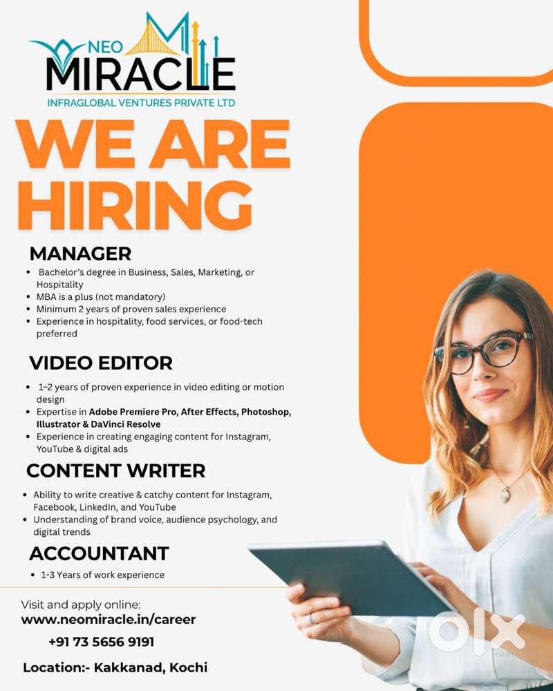 Manager, Professional Video Editor, Accountant, Content Writer.