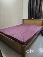 Queen size solid wood bed with mattress