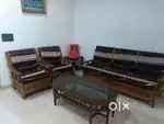 5 seater sofa set with glass table for sale (3+2)