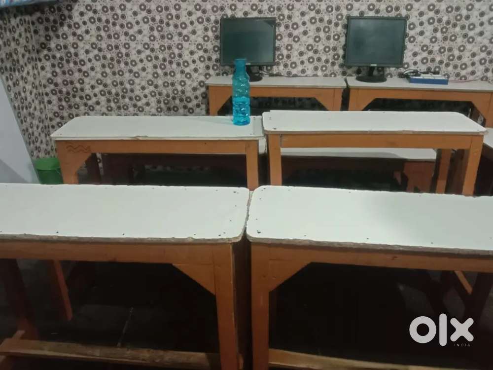 Bench set and white board, Table