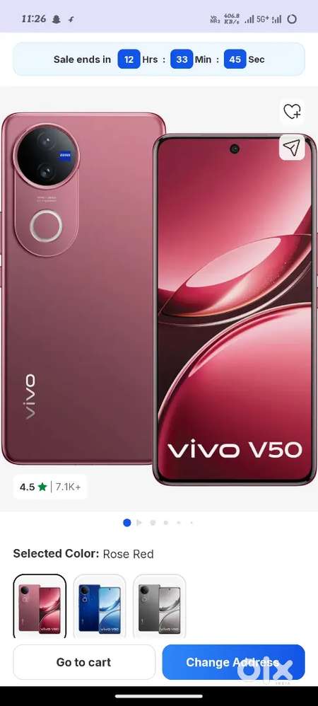 Vivo V50 5 month old six month warranty available