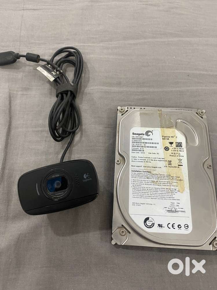 Logitech webcam and 500 gb internal hard disc in good condition