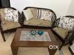 Solid wood sofa set with centre table