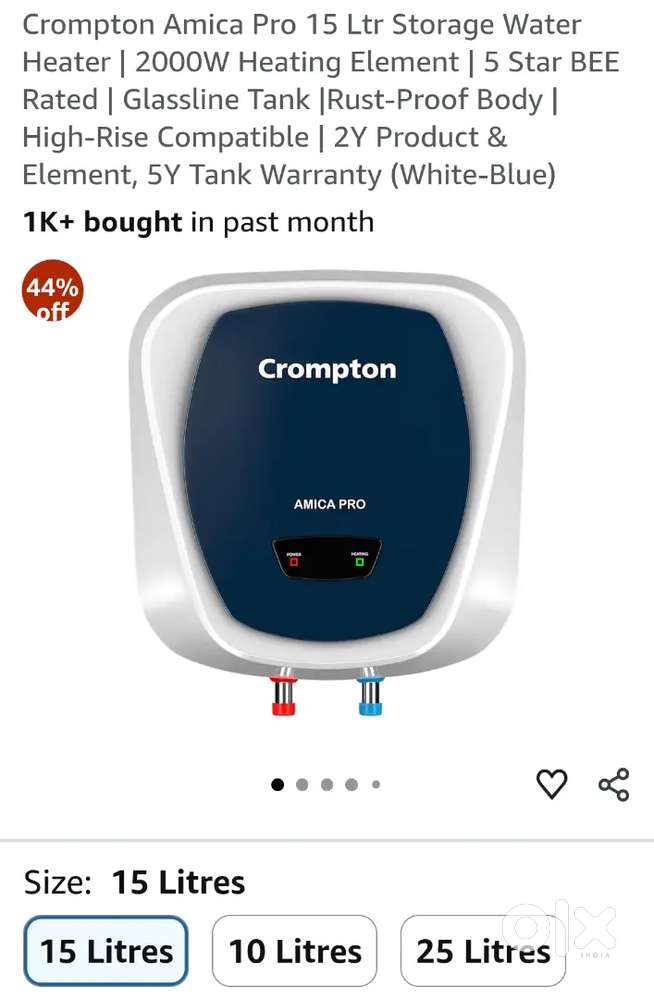 Crompton Amica Pro 15 Ltr Storage Water Heater(New)