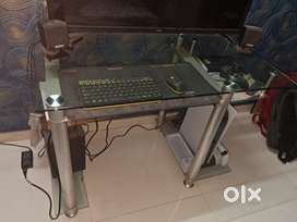 Office/study/computer table. Complete glass table