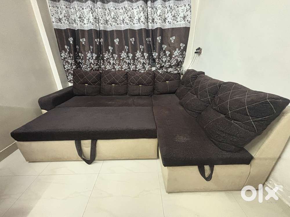Brown and cream colour combination of Sofa Cum Bed
