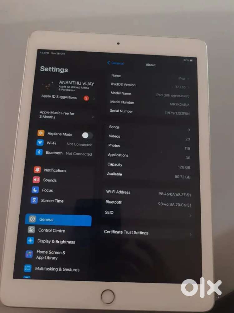 Apple ipad 6th generation (128gb)