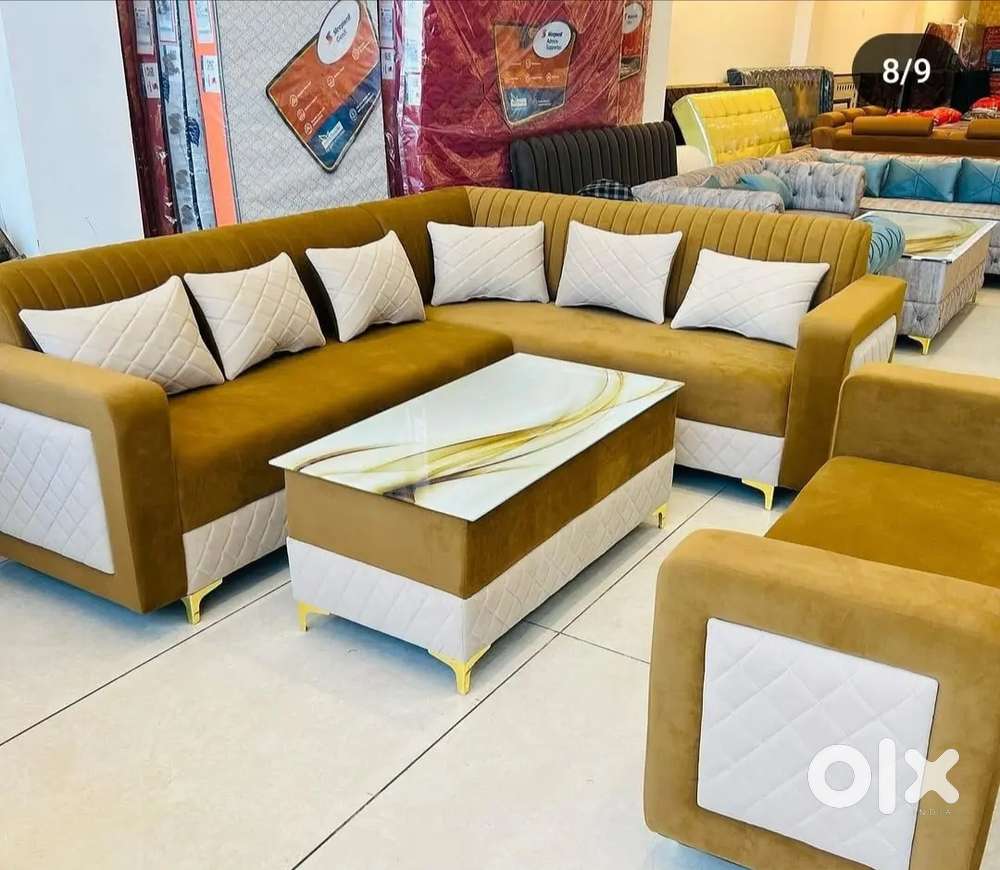 L shape sofa set with beautiful colour combination