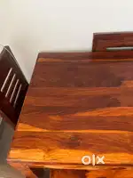 4 seater dining table set with 3 chairs & 1 bench made of pure wood