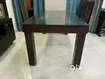 Wooden Dining Table with Glass Top – 6 Seater  ( with no seats )