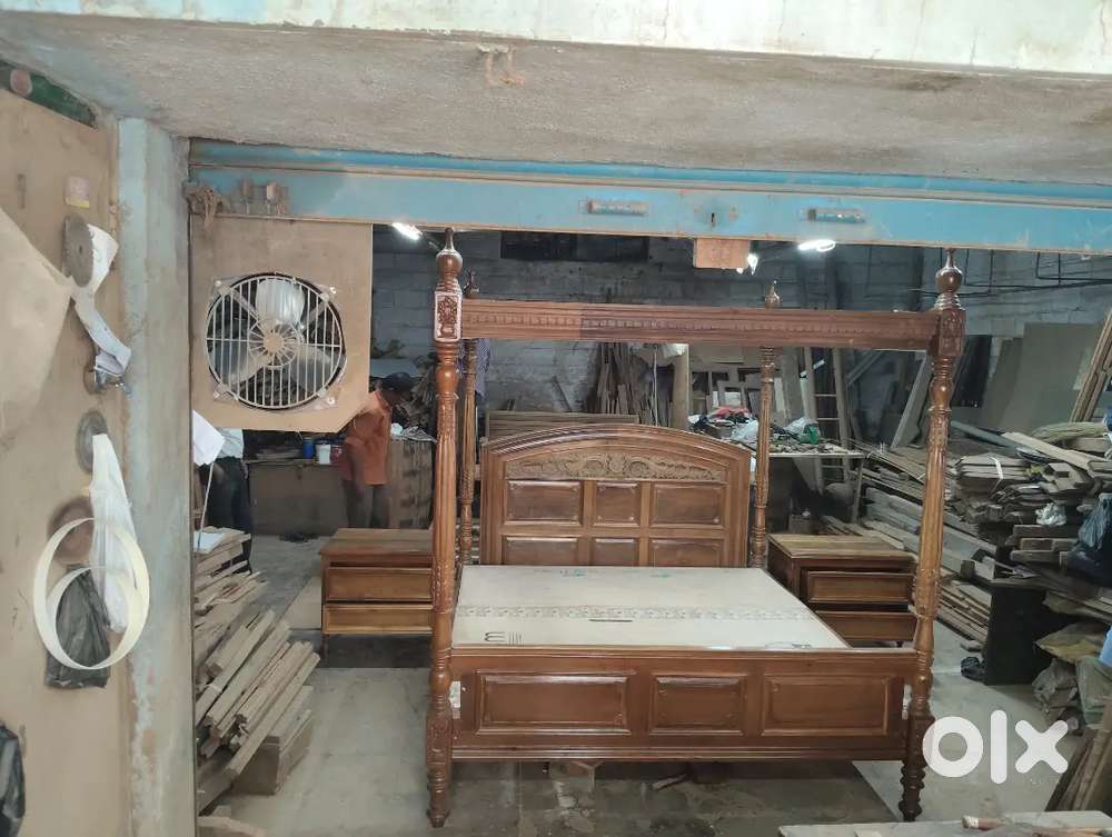 Royal pure burma teak wood poster bed king size