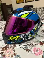 Vega bolt bunny black neon blue helmet