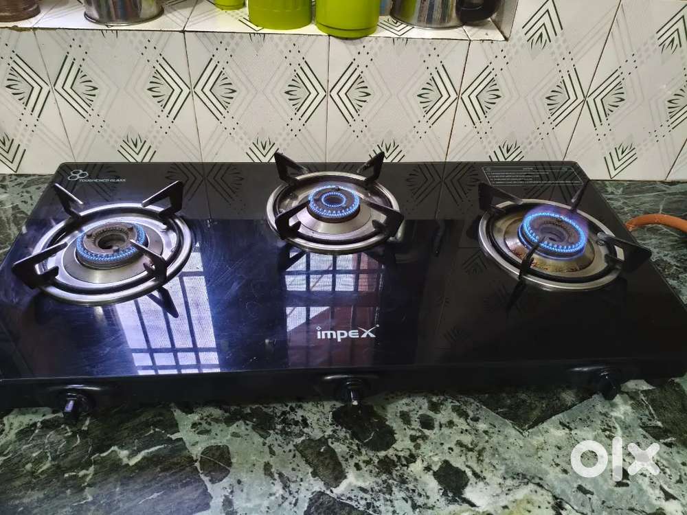 3 Burner Gas Stove with tough glass