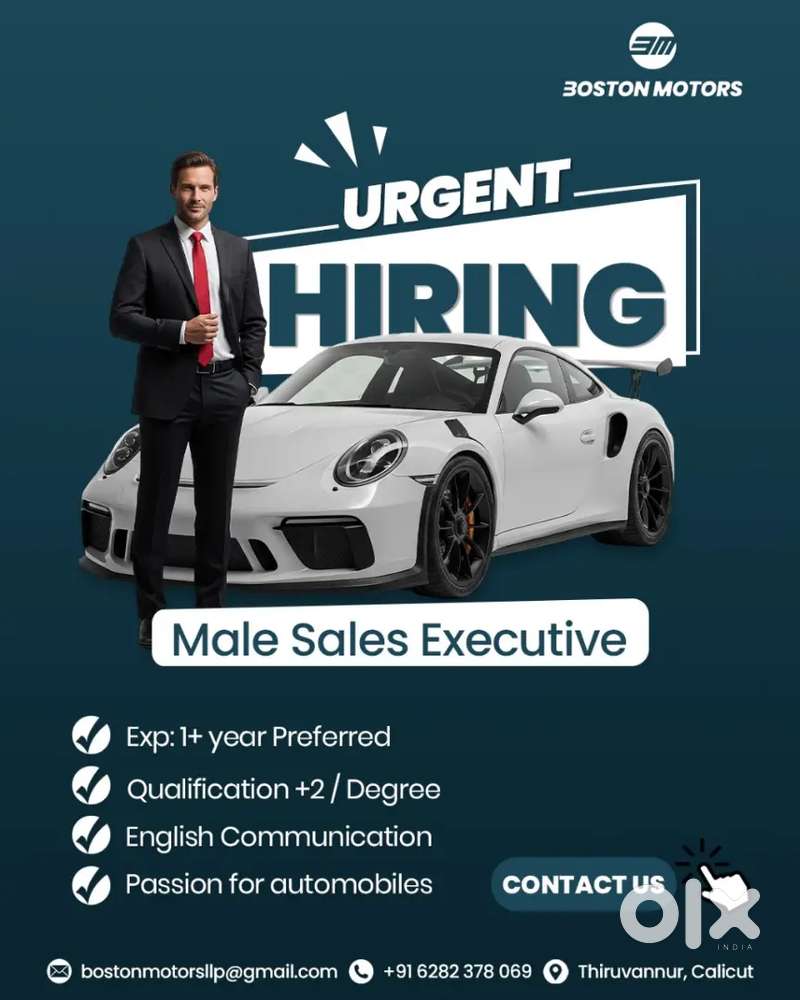 URGENT HIRING MALE SALES EXECUTIVE