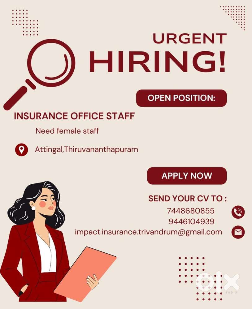 LEADING INSURANCE COMPANY REQUIRES FEMALE INSURANCE OFFICE STAFF