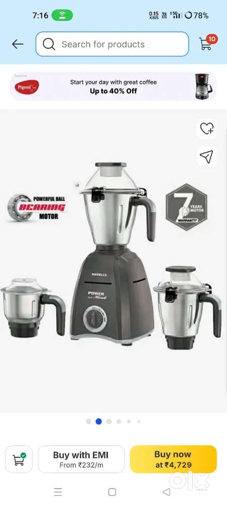 Havells Power hunk Grinder 800w 7Y warrenty