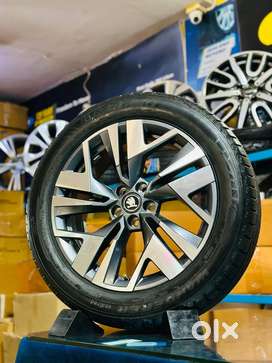 17 inch Skoda Kushaq Kylaq OEM Alloys with MRF Tyres set of 4