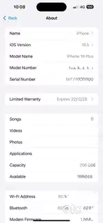 16 plus 256 gb white colour