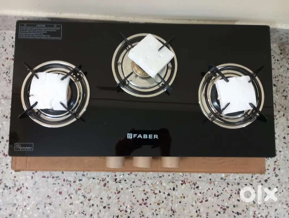 Faber 3 burner glass top gas stove